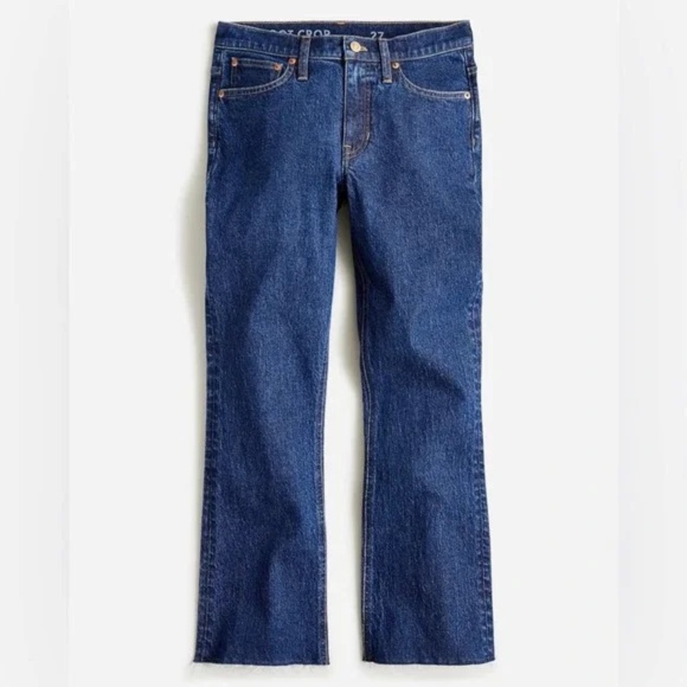 NWT J. Crew 9" Demi-Boot Crop Jean with Perfecting Pockets in Greenbriar Wash.